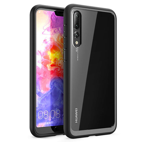 Custodia Silicone Trasparente Specchio Laterale Cover Z02 per Huawei P20 Pro Nero