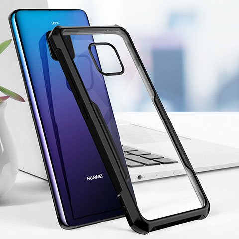 Custodia Silicone Trasparente Specchio Laterale per Huawei Mate 20 Pro Nero