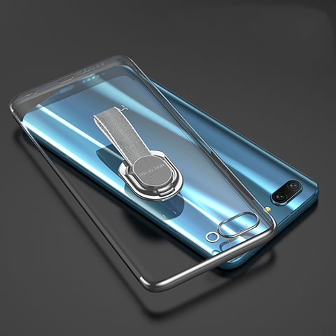 Custodia Silicone Trasparente Ultra Slim Cover Morbida con Anello Supporto per Huawei Honor 10 Grigio
