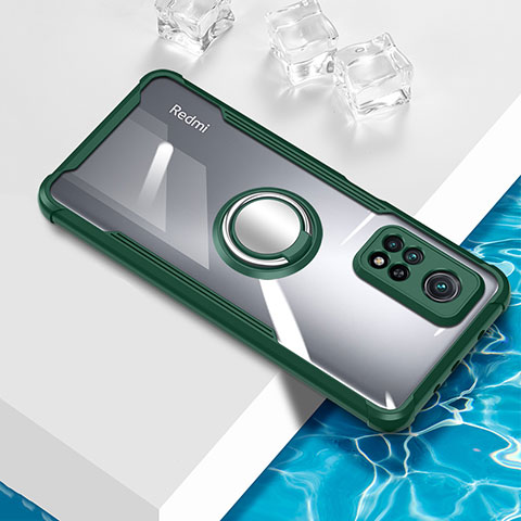 Custodia Silicone Trasparente Ultra Slim Cover Morbida con Magnetico Anello Supporto BH1 per Xiaomi Mi 10T 5G Verde