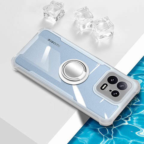 Custodia Silicone Trasparente Ultra Slim Cover Morbida con Magnetico Anello Supporto BH1 per Xiaomi Mi 13 5G Bianco