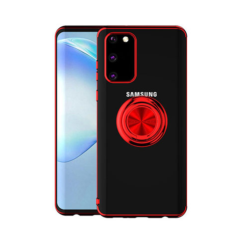 Custodia Silicone Trasparente Ultra Slim Cover Morbida con Magnetico Anello Supporto C01 per Samsung Galaxy S20 5G Rosso