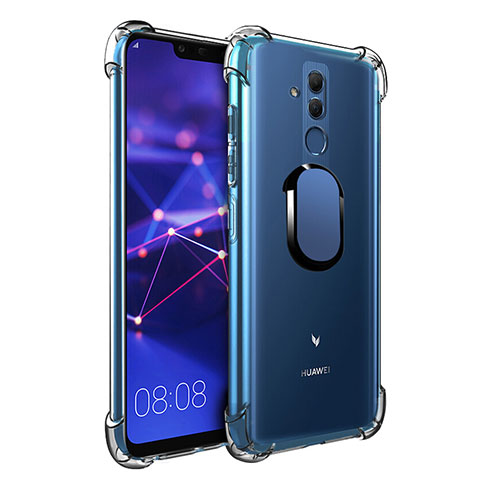 Custodia Silicone Trasparente Ultra Slim Cover Morbida con Magnetico Anello Supporto S01 per Huawei Maimang 7 Blu