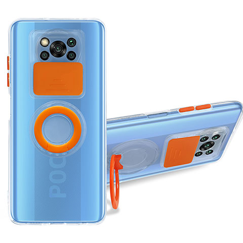 Custodia Silicone Trasparente Ultra Slim Cover Morbida con Supporto MJ1 per Xiaomi Poco X3 NFC Arancione