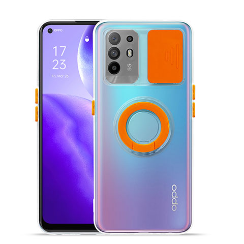 Custodia Silicone Trasparente Ultra Slim Cover Morbida con Supporto per Oppo Reno5 Z 5G Arancione