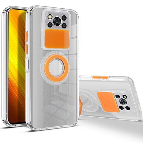Custodia Silicone Trasparente Ultra Slim Cover Morbida con Supporto per Xiaomi Poco X3 NFC Arancione