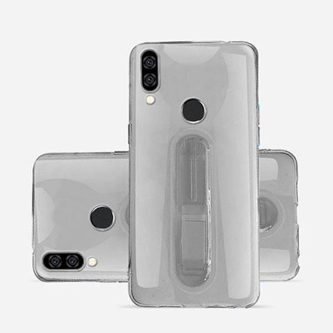 Custodia Silicone Trasparente Ultra Slim Cover Morbida con Supporto S01 per Huawei Nova 3e Grigio