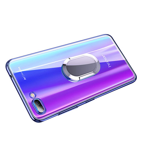 Custodia Silicone Trasparente Ultra Slim Morbida con Anello Supporto per Huawei Honor 10 Blu