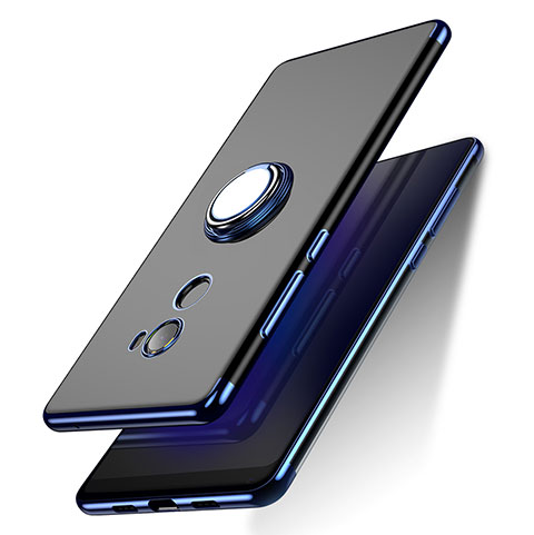 Custodia Silicone Trasparente Ultra Slim Morbida con Anello Supporto per Xiaomi Mi Mix Evo Blu