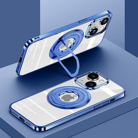 Custodia Silicone Trasparente Ultra Slim Morbida con Mag-Safe Magnetic AC1 per Apple iPhone 13 Blu