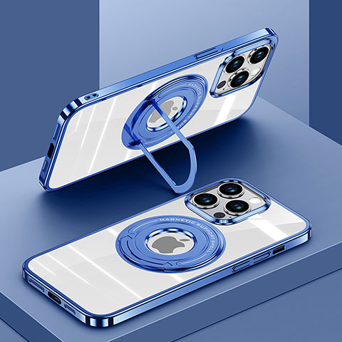 Custodia Silicone Trasparente Ultra Slim Morbida con Mag-Safe Magnetic AC1 per Apple iPhone 14 Pro Max Blu