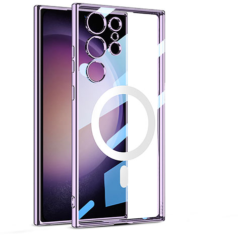 Custodia Silicone Trasparente Ultra Slim Morbida con Mag-Safe Magnetic AC1 per Samsung Galaxy S23 Ultra 5G Viola