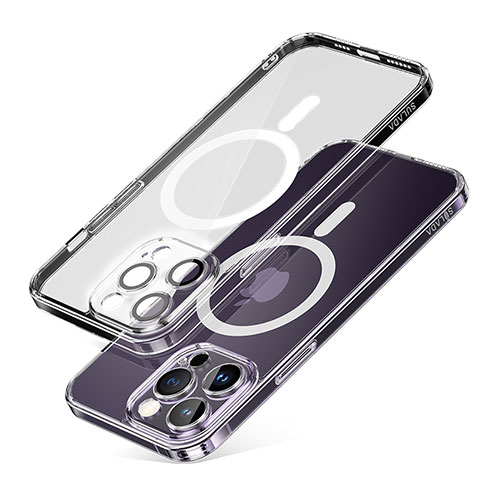 Custodia Silicone Trasparente Ultra Slim Morbida con Mag-Safe Magnetic LD1 per Apple iPhone 14 Pro Max Chiaro