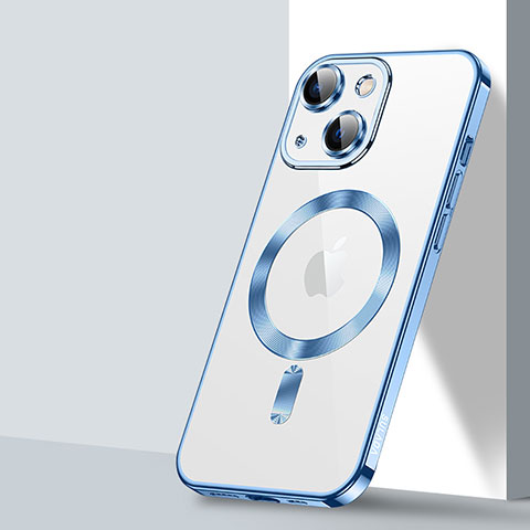 Custodia Silicone Trasparente Ultra Slim Morbida con Mag-Safe Magnetic LD2 per Apple iPhone 14 Plus Blu
