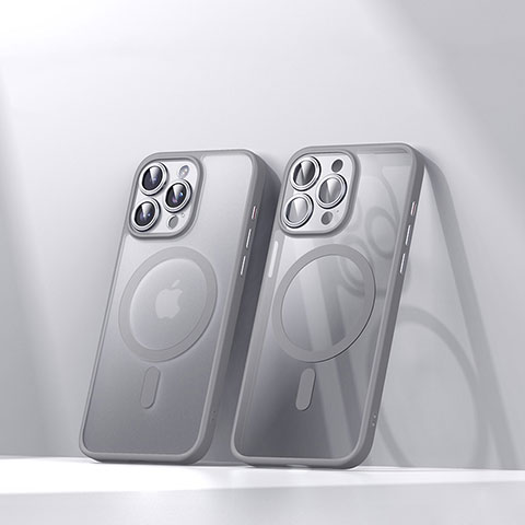 Custodia Silicone Trasparente Ultra Slim Morbida con Mag-Safe Magnetic LD4 per Apple iPhone 15 Pro Grigio