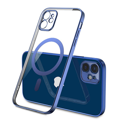 Custodia Silicone Trasparente Ultra Slim Morbida con Mag-Safe Magnetic M01 per Apple iPhone 12 Mini Blu