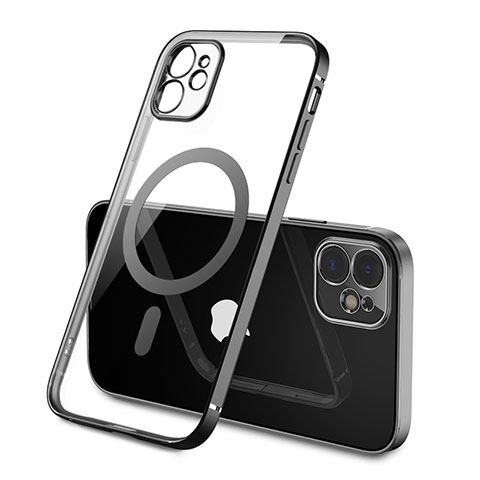 Custodia Silicone Trasparente Ultra Slim Morbida con Mag-Safe Magnetic M01 per Apple iPhone 12 Mini Nero