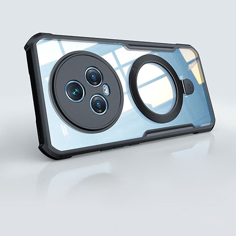 Custodia Silicone Trasparente Ultra Slim Morbida con Mag-Safe Magnetic P01 per Huawei Honor Magic5 5G Nero