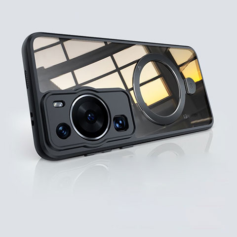 Custodia Silicone Trasparente Ultra Slim Morbida con Mag-Safe Magnetic P01 per Huawei P60 Pro Nero