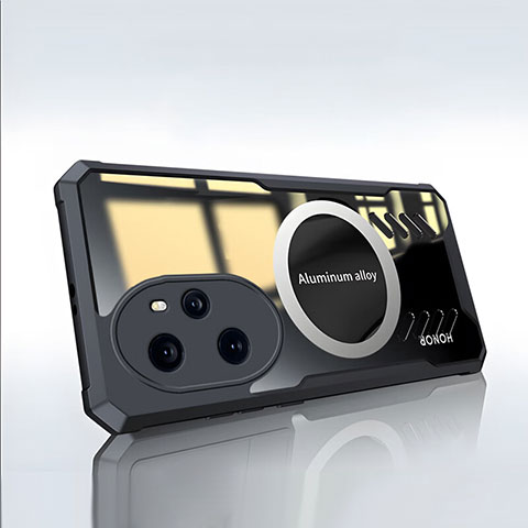 Custodia Silicone Trasparente Ultra Slim Morbida con Mag-Safe Magnetic P02 per Huawei Honor 100 Pro 5G Nero