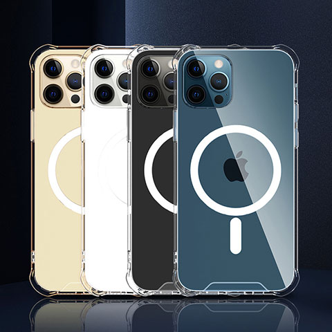 Custodia Silicone Trasparente Ultra Slim Morbida con Mag-Safe Magnetic per Apple iPhone 14 Pro Chiaro