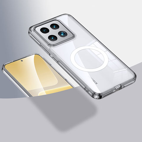 Custodia Silicone Trasparente Ultra Slim Morbida con Mag-Safe Magnetic QK1 per Xiaomi Mi 14 Pro 5G Chiaro