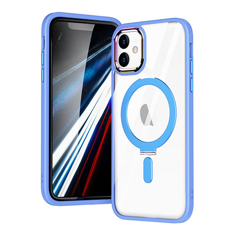 Custodia Silicone Trasparente Ultra Slim Morbida con Mag-Safe Magnetic SD1 per Apple iPhone 12 Cielo Blu