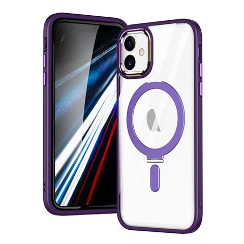 Custodia Silicone Trasparente Ultra Slim Morbida con Mag-Safe Magnetic SD1 per Apple iPhone 12 Viola