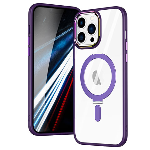 Custodia Silicone Trasparente Ultra Slim Morbida con Mag-Safe Magnetic SD1 per Apple iPhone 13 Pro Viola