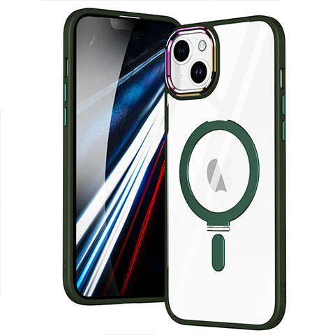 Custodia Silicone Trasparente Ultra Slim Morbida con Mag-Safe Magnetic SD1 per Apple iPhone 13 Verde