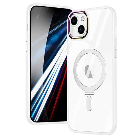 Custodia Silicone Trasparente Ultra Slim Morbida con Mag-Safe Magnetic SD1 per Apple iPhone 14 Plus Argento