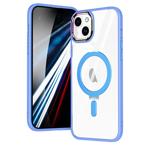 Custodia Silicone Trasparente Ultra Slim Morbida con Mag-Safe Magnetic SD1 per Apple iPhone 14 Plus Cielo Blu