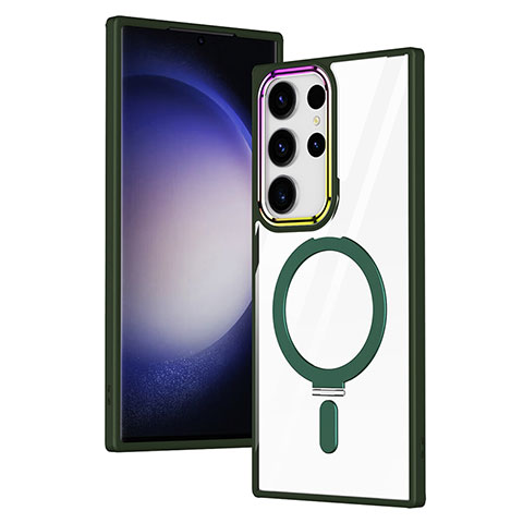 Custodia Silicone Trasparente Ultra Slim Morbida con Mag-Safe Magnetic SD1 per Samsung Galaxy S22 Ultra 5G Verde