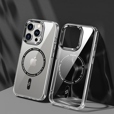 Custodia Silicone Trasparente Ultra Slim Morbida con Mag-Safe Magnetic TB1 per Apple iPhone 13 Pro Max Chiaro