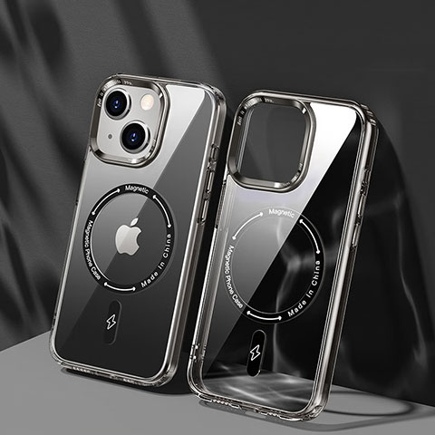 Custodia Silicone Trasparente Ultra Slim Morbida con Mag-Safe Magnetic TB1 per Apple iPhone 14 Grigio