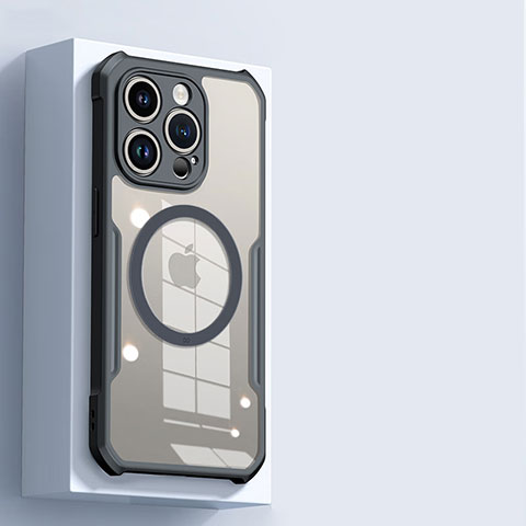 Custodia Silicone Trasparente Ultra Slim Morbida con Mag-Safe Magnetic X02D per Apple iPhone 14 Pro Nero