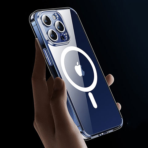 Custodia Silicone Trasparente Ultra Slim Morbida con Mag-Safe Magnetic XD9 per Apple iPhone 14 Pro Max Chiaro