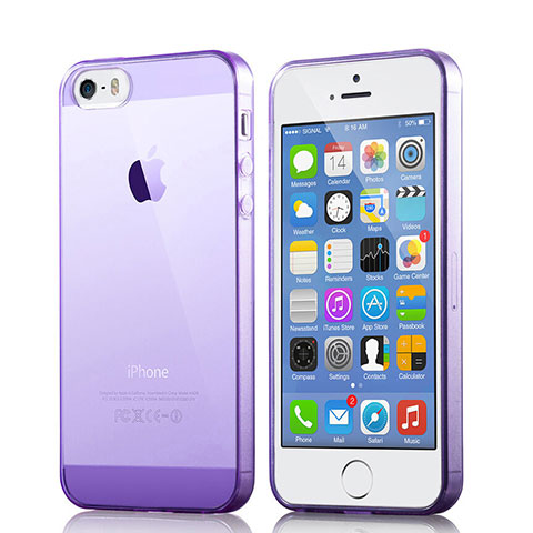 Custodia Silicone Trasparente Ultra Slim Morbida per Apple iPhone 5 Viola