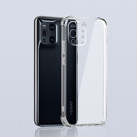 Custodia Silicone Trasparente Ultra Slim Morbida per Oppo Find X3 Pro 5G Chiaro