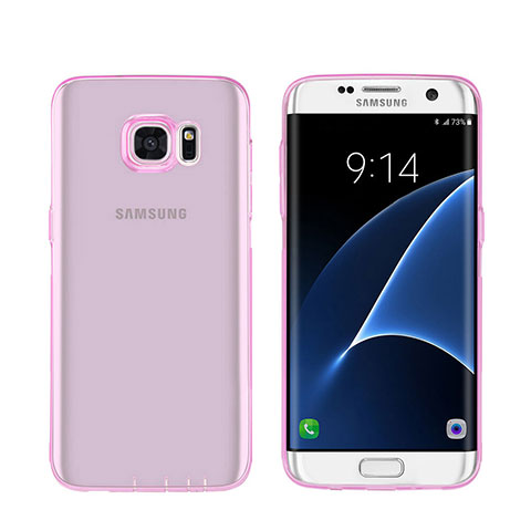 Custodia Silicone Trasparente Ultra Slim Morbida per Samsung Galaxy S7 Edge G935F Rosa