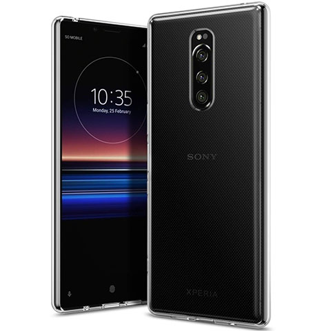 Custodia Silicone Trasparente Ultra Slim Morbida per Sony Xperia 1 Chiaro