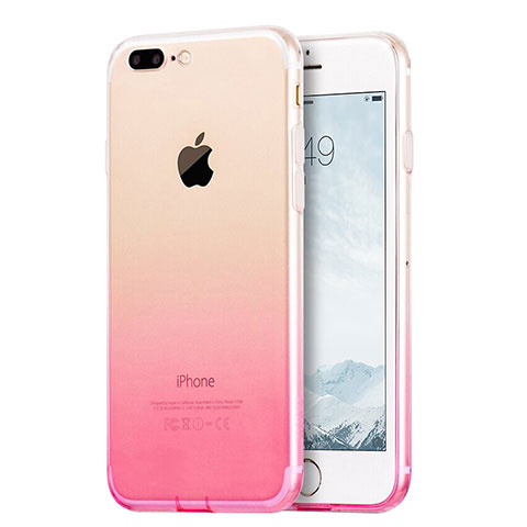 Custodia Silicone Trasparente Ultra Slim Morbida Sfumato G01 per Apple iPhone 8 Plus Rosa