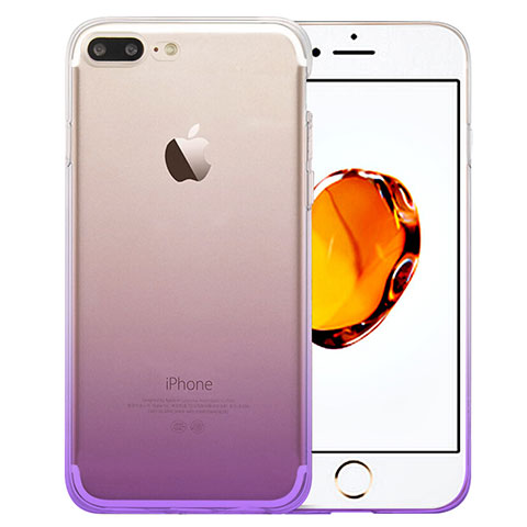 Custodia Silicone Trasparente Ultra Slim Morbida Sfumato per Apple iPhone 7 Plus Viola