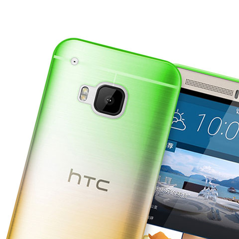 Custodia Silicone Trasparente Ultra Slim Morbida Sfumato per HTC One M9 Verde