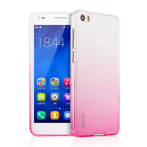 Custodia Silicone Trasparente Ultra Slim Morbida Sfumato per Huawei Honor 6 Rosa