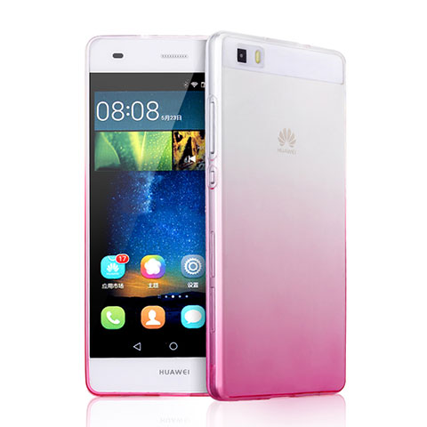 Custodia Silicone Trasparente Ultra Slim Morbida Sfumato per Huawei P8 Lite Rosa