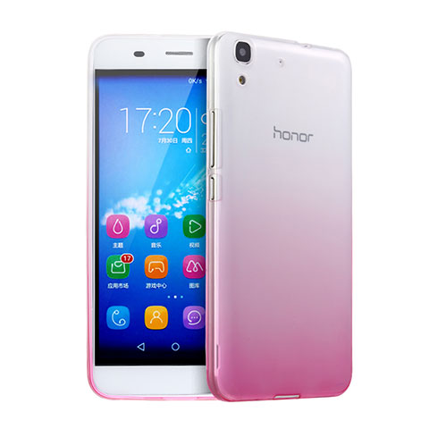 Custodia Silicone Trasparente Ultra Slim Morbida Sfumato per Huawei Y6 Rosa