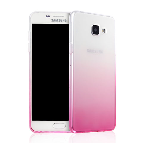 Custodia Silicone Trasparente Ultra Slim Morbida Sfumato per Samsung Galaxy A7 (2016) A7100 Rosa