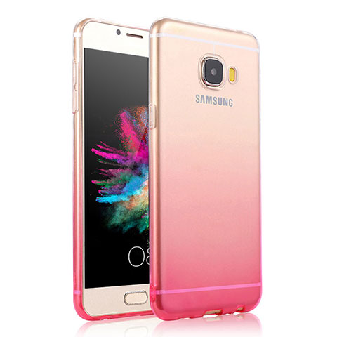 Custodia Silicone Trasparente Ultra Slim Morbida Sfumato per Samsung Galaxy C9 Pro C9000 Rosa