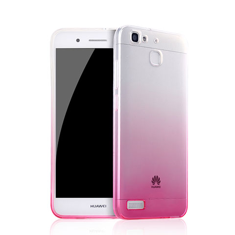Custodia Silicone Trasparente Ultra Slim Morbida Sfumato Q01 per Huawei Enjoy 5S Rosa